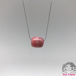 925 Silver Rhodochrosite Barrel Bead Pendant Necklace 1枚目の画像