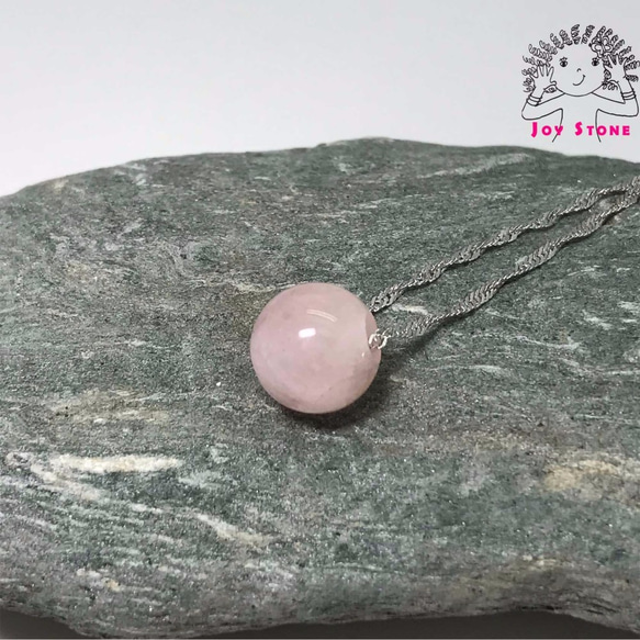 925 Silver Morganite 12mm Pink Color Bead Pendant Necklace 1枚目の画像