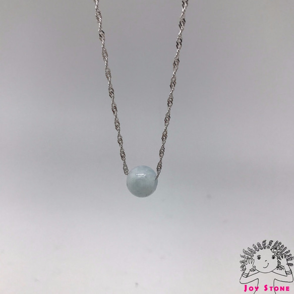 925 Silver Morganite 12mm Babyblue Bead Pendant Necklace 3枚目の画像