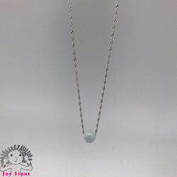 925 Silver Morganite 12mm Babyblue Bead Pendant Necklace 4枚目の画像