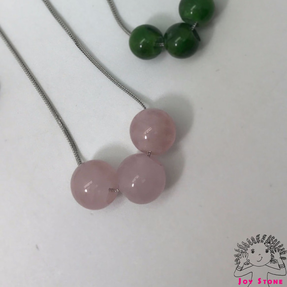 925 Silver Rose Quartz Devine Bead Pendant Necklace 2枚目の画像