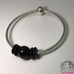 925 Silver Black Tourmaline 14mm Rondelle Beads Bracelet 8枚目の画像