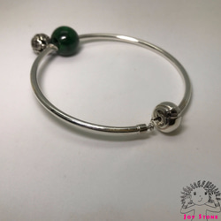 925 Silver Burma Jade 13.8mm Bead Pendant Bracelet 5枚目の画像