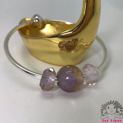 925 Silver Ametrine Amethyst 14mm Rondelle Bracelet 2枚目の画像