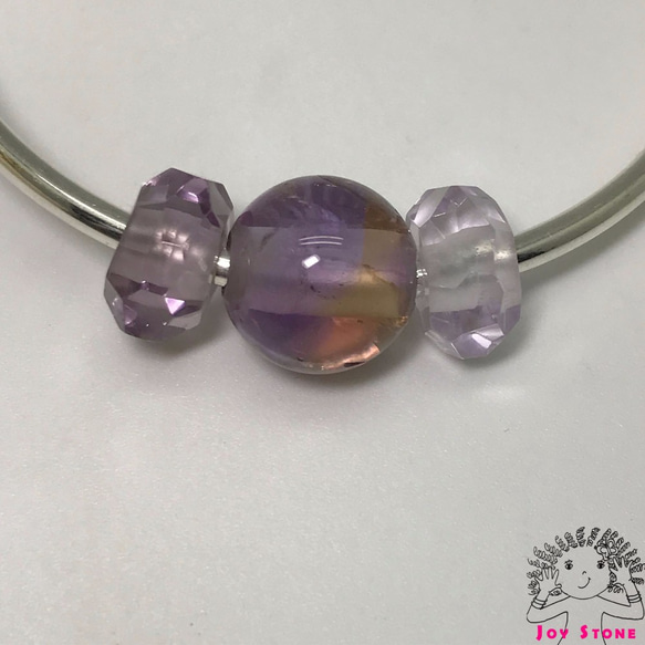 925 Silver Ametrine Amethyst 14mm Rondelle Bracelet 3枚目の画像