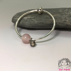 925 Silver Pink Morganite 12mm Bead Silver Charm Bracelet 4枚目の画像