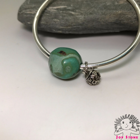 925 Silver Turquoise 16.6x15.8mm Bead Pendant Bracelet 2枚目の画像