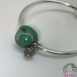 925 Silver Turquoise 16.6x15.8mm Bead Pendant Bracelet 1枚目の画像