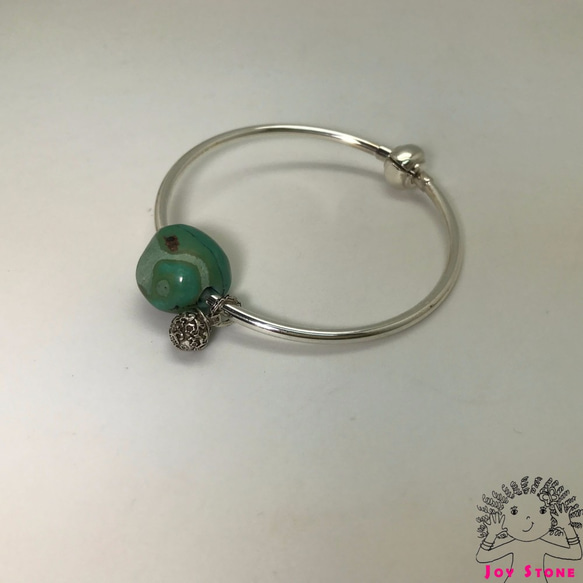 925 Silver Turquoise 16.6x15.8mm Bead Pendant Bracelet 6枚目の画像