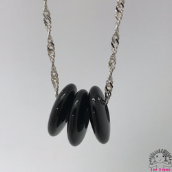 925 Silver Black Tourmaline 11.8mm Rondelle Pendant Necklace 1枚目の画像