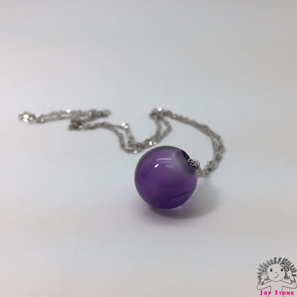 925 Silver Amethyst 13.5mm Bead Pendant Necklace 1枚目の画像