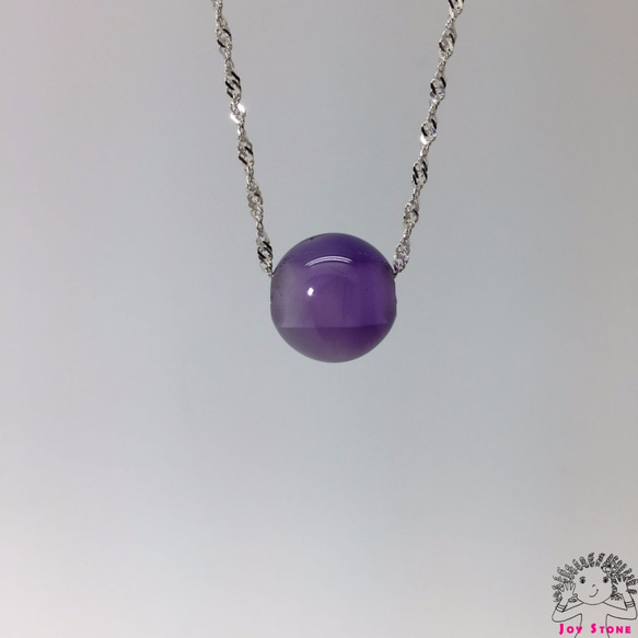 925 Silver Amethyst 13.5mm Bead Pendant Necklace 2枚目の画像