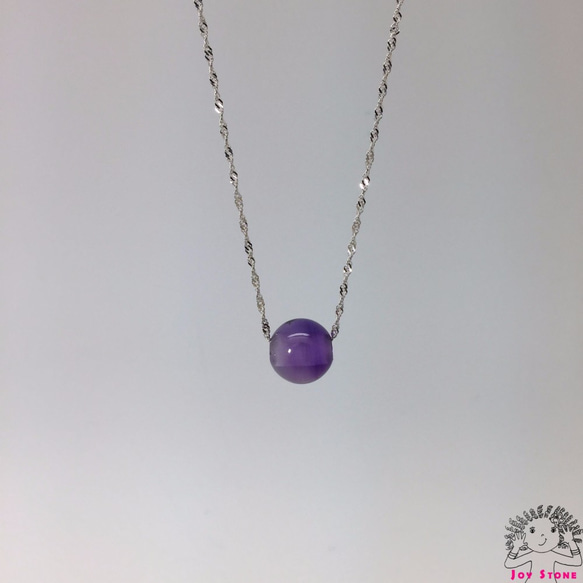 925 Silver Amethyst 13.5mm Bead Pendant Necklace 4枚目の画像