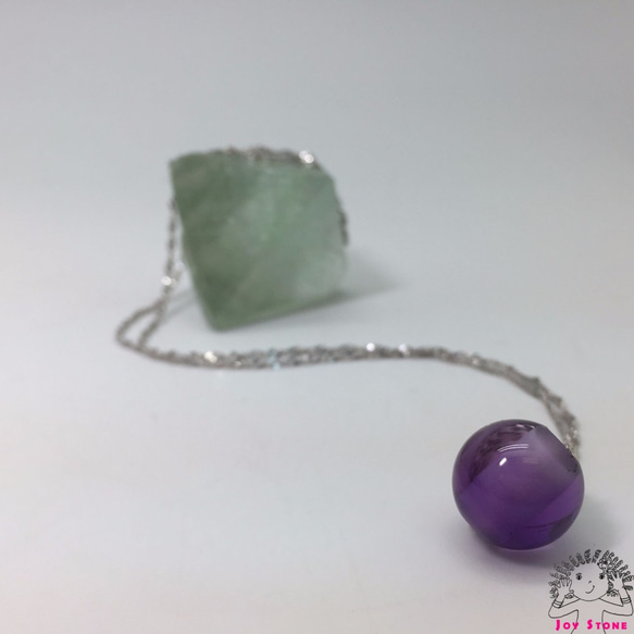 925 Silver Amethyst 13.5mm Bead Pendant Necklace 5枚目の画像