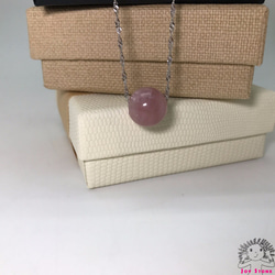 925 Silver Rose Quartz 14mm Bead Pendant Necklace 4枚目の画像