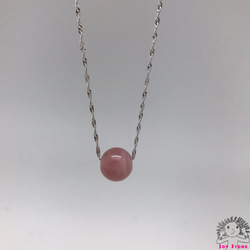 925 Silver Rose Quartz 14mm Bead Pendant Necklace 4枚目の画像