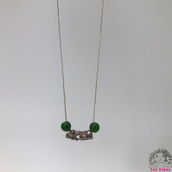 925 Silver Diopside 9.8mm Bead Pendant Silver Charm Necklace 3枚目の画像