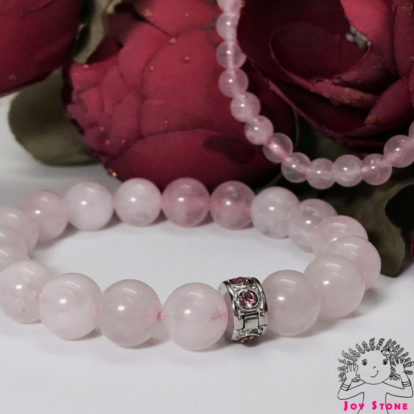 Rose Quartz Lovers Beads Precious Stones Bracelet 6mm+10mm 2枚目の画像