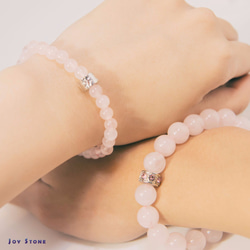 Rose Quartz Lovers Beads Precious Stones Bracelet 6mm+10mm 1枚目の画像