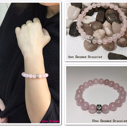 Rose Quartz Lovers Beads Precious Stones Bracelet 6mm+10mm 6枚目の画像