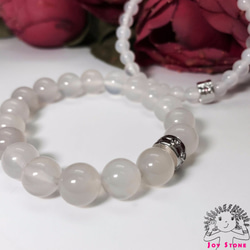 White Agate Lovers Beads Precious Stones Bracelet 6mm 10mm 2枚目の画像