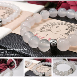 White Agate Lovers Beads Precious Stones Bracelet 6mm 10mm 4枚目の画像