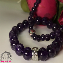 Amethyst Lovers Beads Precious Stones Bracelet 6mm+10mm 2枚目の画像