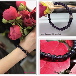 Amethyst Lovers Beads Precious Stones Bracelet 6mm+10mm 4枚目の画像