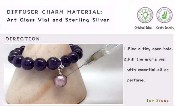 Diffuser Bracelet 10mm Amethyst Beads Precious Stones 5枚目の画像