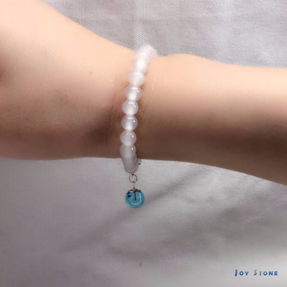 Diffuser Bracelet 6mm White Agate Beads Precious Stones 5枚目の画像