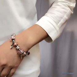 Diffuser Bracelet Paris Style Liuli Art Glass Beads - Pink 2枚目の画像