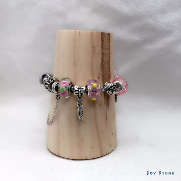 Diffuser Bracelet Paris Style Liuli Art Glass Beads - Pink 6枚目の画像