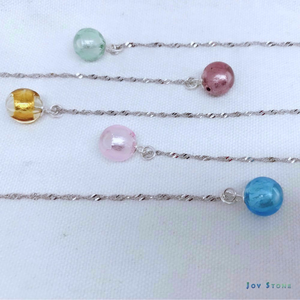 Pink Foil Glass Petite Bonbon Diffuser Necklace Chain Option 4枚目の画像
