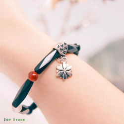 Blessing Bracelet - Obsidian-Flower Charm-Topaz-Red Agate 1枚目の画像