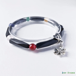 Blessing Bracelet - Obsidian-Flower Charm-Topaz-Red Agate 7枚目の画像