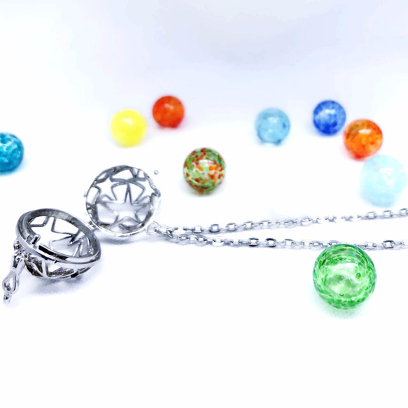 Diffuser Locket Necklace Long Chain Cutout Star Sphere 2枚目の画像