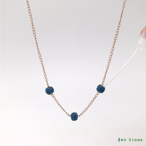 Titanium Steel Diffuser Necklace Triple-Bead Lava Rock Blue 1枚目の画像