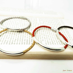 純銀3mm編織皮繩手鍊-極簡皮繩手環免費禮物包裝 第2張的照片
