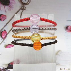 Braid Leather Art Glass Bead Diffuser Bracelets - Gift Box 3枚目の画像