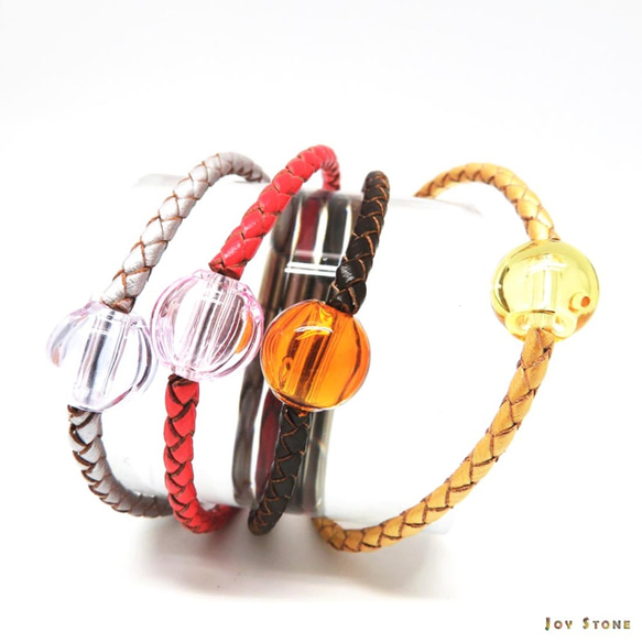 Braid Leather Art Glass Bead Diffuser Bracelets - Gift Box 4枚目の画像