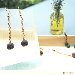 Dangle Diffuser Earrings with Purple Aroma Rock Lava Beads 3枚目の画像