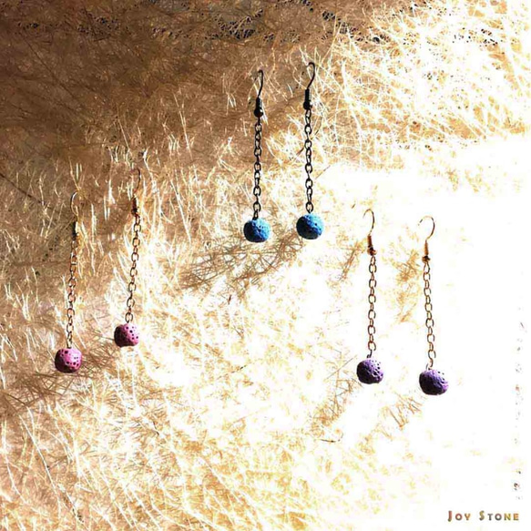 Dangle Diffuser Earrings with Purple Aroma Rock Lava Beads 8枚目の画像