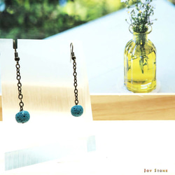 Dangle Diffuser Earrings Powder Blue Aroma Rock Lava Beads 1枚目の画像