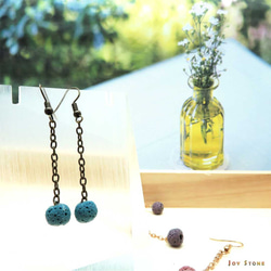 Dangle Diffuser Earrings Powder Blue Aroma Rock Lava Beads 4枚目の画像