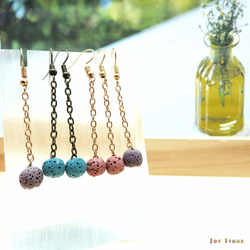 Dangle Diffuser Earrings Powder Blue Aroma Rock Lava Beads 6枚目の画像