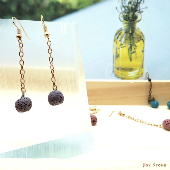 Dangle Diffuser Earrings with Aroma Rock Lava Beads Set of 3 10枚目の画像