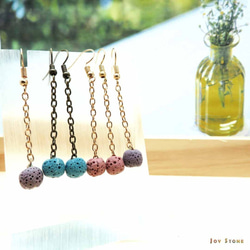 Essential Oil Earrings Beige Lava Beads Dangle Hook Piercing 5枚目の画像
