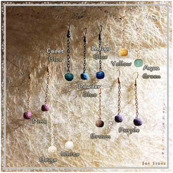 Essential Oil Earrings Beige Lava Beads Dangle Hook Piercing 7枚目の画像