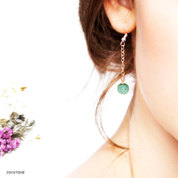 Essential Oil Earrings Green Aroma Rock Lava Beads Dangle 3枚目の画像