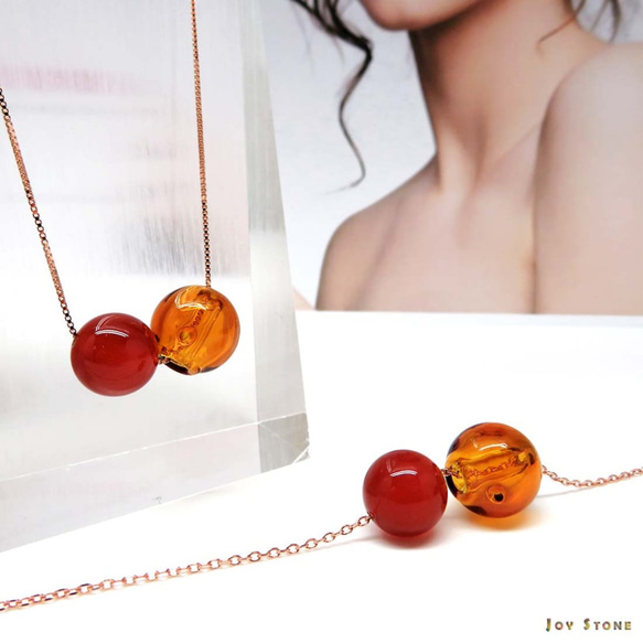 Red Onyx July Birthstone Diffuser Necklace S925 3枚目の画像